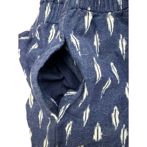 J. Crew Womens Blue White Elastic Waist Mini Skirt Size 14 Linen Cotton Pockets - Picture 5 of 5